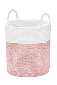spmor xxx-large storage baskets cotton rope basket woven baby laundry basket sofa throws pillows towels toys or nursery cotton rope organizer laundry hamper with handles 20"x15.7"x15.7" pink
