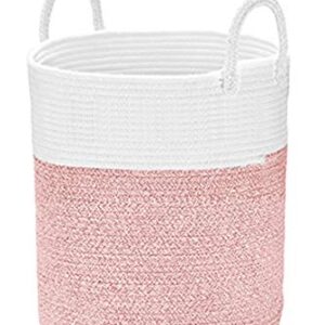 Spmor XXX-Large Storage Baskets Cotton Rope Basket Woven Baby Laundry Basket Sofa Throws Pillows Towels Toys or Nursery Cotton Rope Organizer Laundry Hamper with handles 20"x15.7"x15.7" Pink