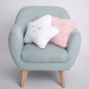 Set of 2 Decorative Pillows for Girls, Toddler Kids Room. Star Pillow Fluffy White Embroidered and Furry Pink Faux Fur Pillow. Soft and Plush Girls Pillows – Throw Pillows for Kid’s Bedroom Décor