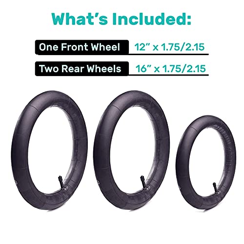 16'' Back and 12.5'' (2+1) Front Wheel Replacement Inner Tubes | Compatible with BoB Stroller Tire Tube Revolution SE/Pro/Flex/SU/Ironman - Made from BPA/Latex Free Premium Quality Butyl Rubber