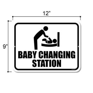 Honey Dew Gifts Restroom Sign, Baby Changing Station 9 inch by 12 inch Metal Aluminum Baby Changing Station Sign for Business, Made in USA