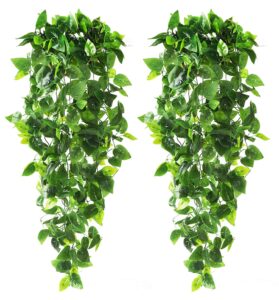 cewor 2pcs artificial hanging plants 3.6ft fake ivy vine fake ivy leaves for wall house room patio indoor outdoor home shelf office decor (no baskets)