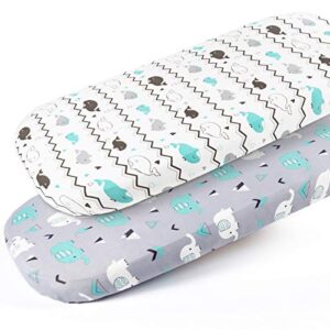 stretch fitted bassinet sheet set brolex 2 pack cradle sheets for bassinet pad/mattress,unisex boys girls,ultra soft,elephant & whale