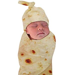 Newborn Baby Wrap Burrito Swaddle Blanket Tortilla Baby Blanket and Hat 34 Inch Soft Flannel Baby Burritos Safe Shower Blanket