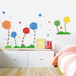 decalmile Large Colorful Tree Wall Decals Kids Wall Stickers Baby Nursery Childrens Bedroom Playroom Wall Decor