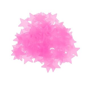 senlinlv 100 pcs 3d stars glow in dark luminous wall stickers for kids room living room home decoration (pink)