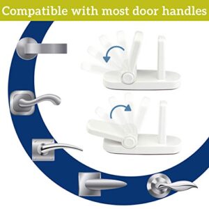 Improved Childproof Door Lever Lock (2 Pack) Prevents Toddlers From Opening Doors. Easy One Hand Operation for Adults. Durable ABS with 3M Adhesive Backing. Simple Install, No Tools Needed (White, 2)