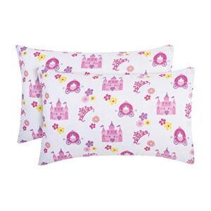 2-pack toddler travel pillowcases -100% soft microfiber, breathable and hypoallergenic - 14" by 20" kids pillowcases fits pillows 14x19, 13x18 or 12x16, princess storyland
