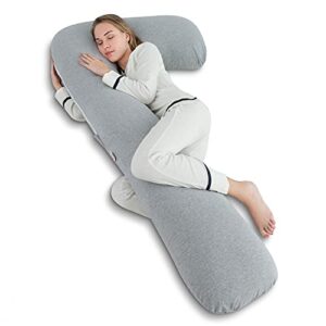 angqi body pregnancy pillow with jersey cover, l shaped full body pillow for pregnant women and side sleeping