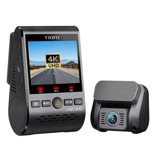 viofo a129 pro duo dash cam 4k + 1080p front and rear dashcam, 5ghz wifi gps built-in, ultra hd dual car camera, sony 8mp sensor, buffered parking mode, g-sensor, motion detection, wdr, loop recording