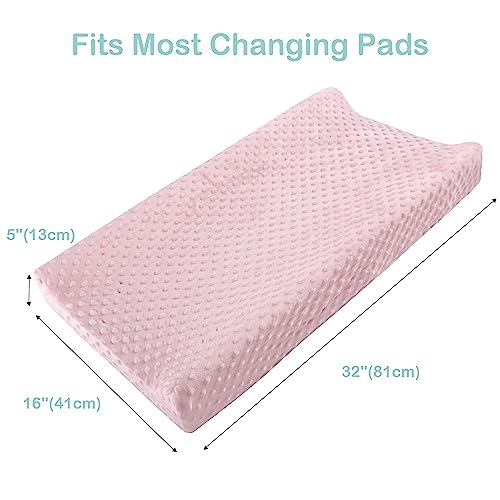 Vextronic Changing Pad Cover Ultra Soft Minky Dots Plush Changing Table Covers Breathable Changing Table Sheets Wipeable Diaper Changing Pad Cover for Baby Boys Girls (2 Pack)