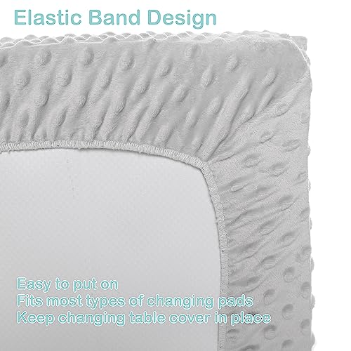 Vextronic Changing Pad Cover Ultra Soft Minky Dots Plush Changing Table Covers Breathable Changing Table Sheets Wipeable Diaper Changing Pad Cover for Baby Boys Girls (2 Pack)