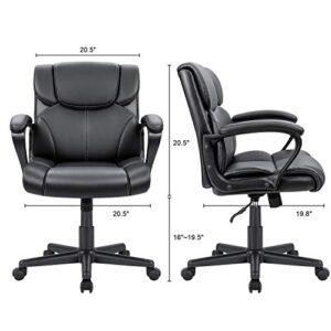 Furmax Mid Back Executive Office Chair Swivel Computer Task Chair with Armrests,Ergonomic Leather-Padded Desk Chair with Lumbar Support