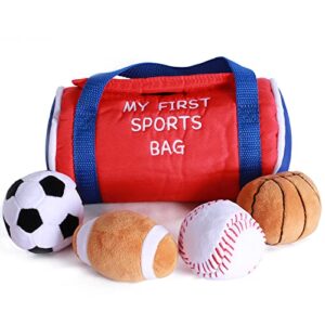 obami my first sports bag baby, 4 tiny cloth balls, interesting and rich sport balls for early education baby toy
