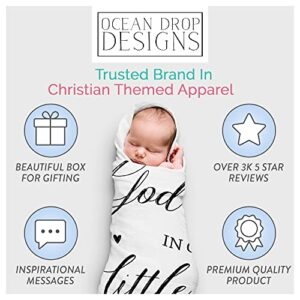 Ocean Drop 100% Cotton Muslin Swaddle Baby Blanket - God’s Grace’ Quote with Gift Box for Baptism, Christening Gift, Godson, Goddaughter, Neutral, Baby Shower – Super Soft, Breathable, Large 47x47”