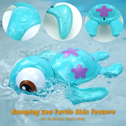 DUCKBOXX XX Bath Toys Wind up Swimming Sea Turtles for Kids 18M+ (Blue)