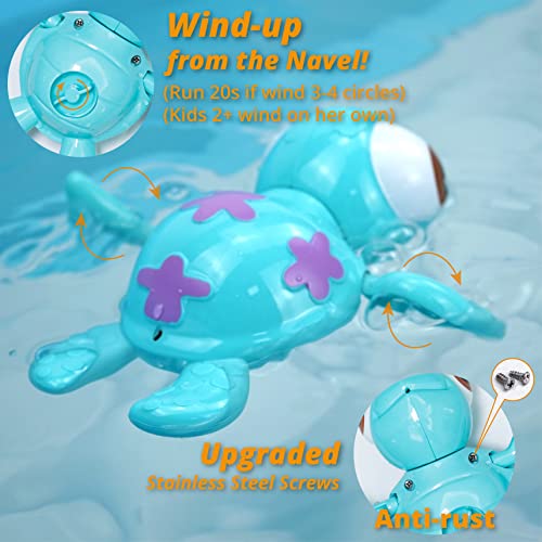 DUCKBOXX XX Bath Toys Wind up Swimming Sea Turtles for Kids 18M+ (Blue)