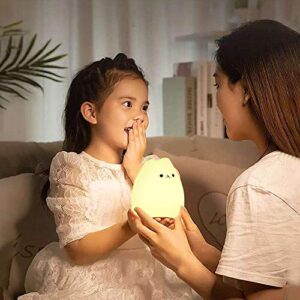 Litake LED Cat Night Light, Battery Powered Silicone Cute Cat Nursery Lights with Warm White and 7-Color Breathing Modes for Kids Baby Children (Mini Celebrity Cat)