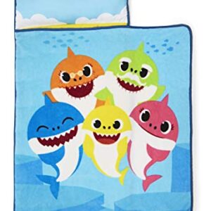 Baby Shark Toddler Nap-Mat - Includes Pillow and Fleece Blanket – Great for Boys and Girls Napping at Daycare, Preschool, Or Kindergarten - Fits Sleeping Toddlers and Young Children