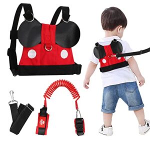 lehoo castle toddler leash for walking, baby leashes for toddlers boys 4-in-1, kid harness with leash, child safety leash anti lost wrist link (mickey)