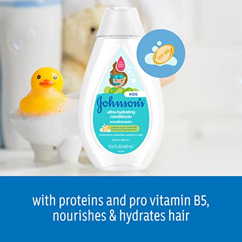 Johnson's Ultra-Hydrating Tear-Free Kids' Shampoo with Pro- Vitamin B5 & Proteins, Paraben-, Sulfate- & Dye-Free Formula, Hypoallergenic & Gentle for Toddler's Hair, 13.6 fl. oz