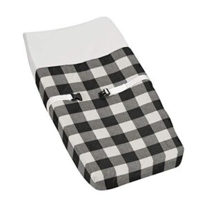 sweet jojo designs black and white rustic farmhouse woodland flannel unisex boy or girl baby changing pad cover for buffalo plaid check collection - country lumberjack