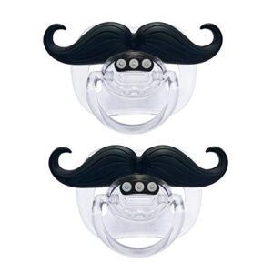 baby funny pacifier cute kissable mustache pacifier for babies and toddlers unisex - 0-6 months baby orthodontic mustache pacifier bpa free -pack of 2 black