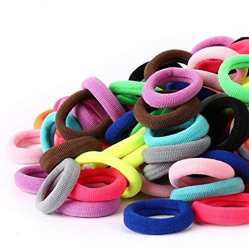 Qarwayoc Baby Hair Ties, Cotton Toddler Hair Ties for Girls and Kids, Kids Seamless Hair Bands, Girls Elastic Ponytail Holders (Diameter 1 Inch and Assorted Colors) by Qarwayoc