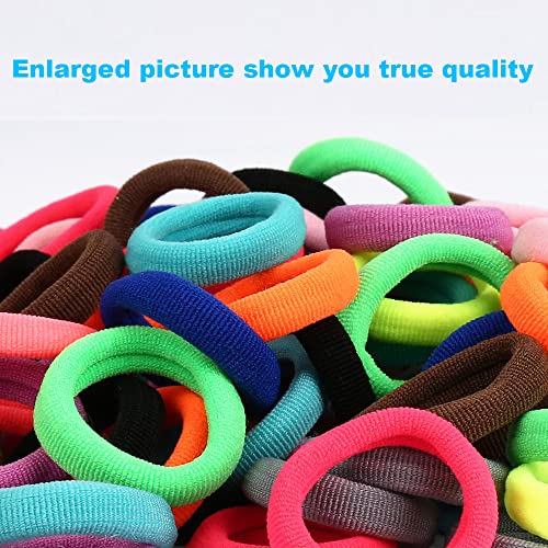 Qarwayoc Baby Hair Ties, Cotton Toddler Hair Ties for Girls and Kids, Kids Seamless Hair Bands, Girls Elastic Ponytail Holders (Diameter 1 Inch and Assorted Colors) by Qarwayoc