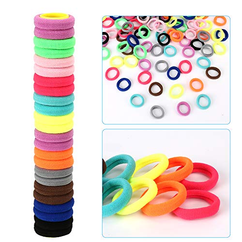 Qarwayoc Baby Hair Ties, Cotton Toddler Hair Ties for Girls and Kids, Kids Seamless Hair Bands, Girls Elastic Ponytail Holders (Diameter 1 Inch and Assorted Colors) by Qarwayoc