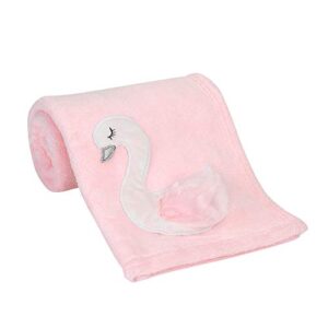 bedtime originals blossom pink/white swan coral fleece baby blanket