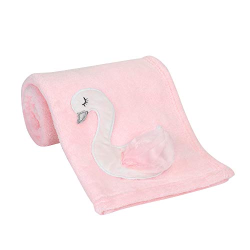 Bedtime Originals Blossom Pink/White Swan Coral Fleece Baby Blanket