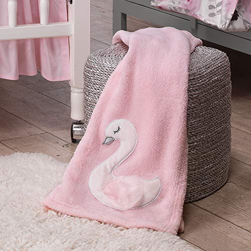 Bedtime Originals Blossom Pink/White Swan Coral Fleece Baby Blanket