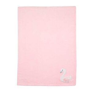 Bedtime Originals Blossom Pink/White Swan Coral Fleece Baby Blanket