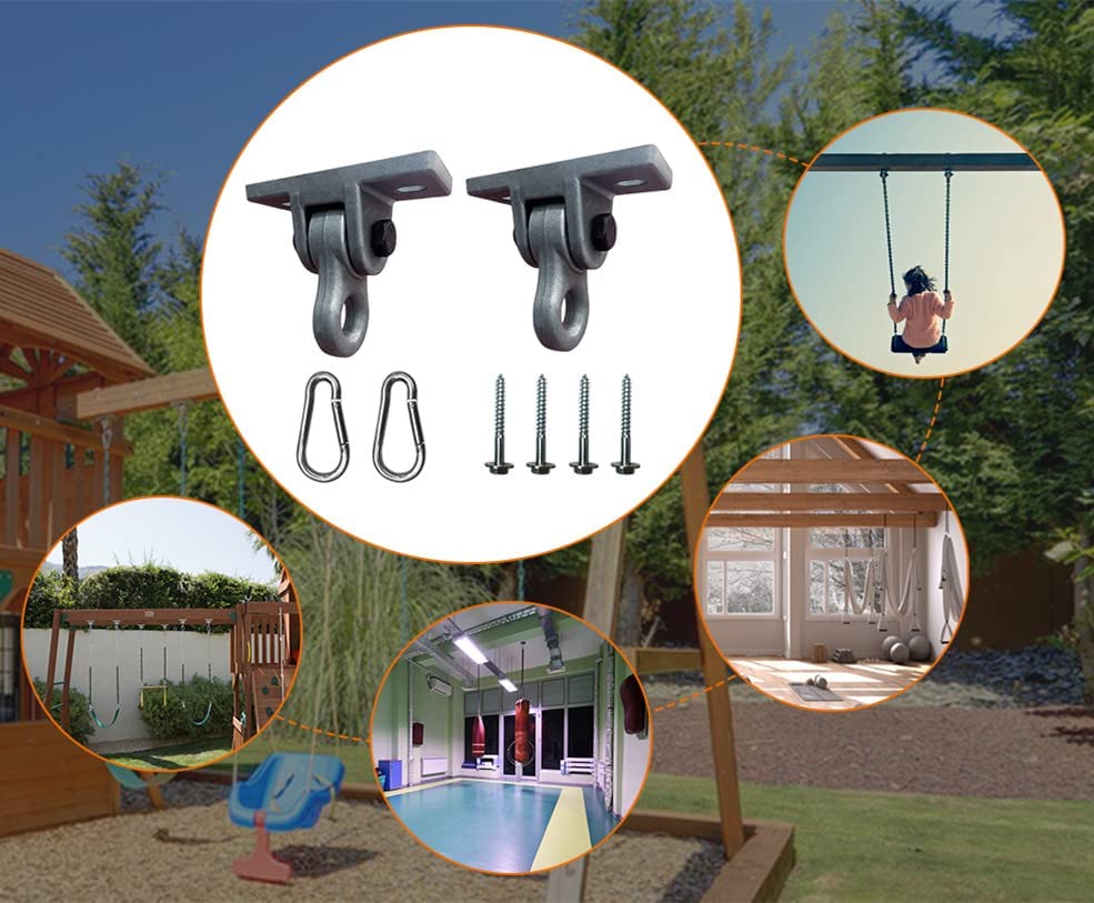 ABUSA Heavy Duty Black Swing Hangers Screws Bolts Included Over 5000 lb Capacity Playground Porch Yoga Seat Trapeze Wooden Sets Indoor Outdoor 2 Pack