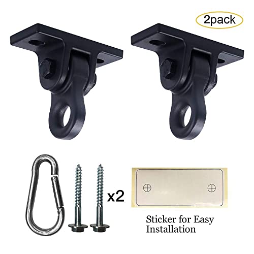 ABUSA Heavy Duty Black Swing Hangers Screws Bolts Included Over 5000 lb Capacity Playground Porch Yoga Seat Trapeze Wooden Sets Indoor Outdoor 2 Pack