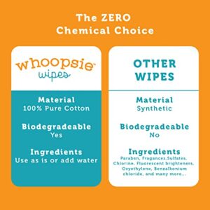 Whoopsie Wipes | Ultra-Soft - 100% Pure Cotton Dry Baby Wipes | Use Wet or Dry | Soft & Sensitive | Hypoallergenic | Extra Strong & Absorbent | Perfect for Diaper Changes, Runny Noses, Drool, Meal Time & Nursing (6-Pack)