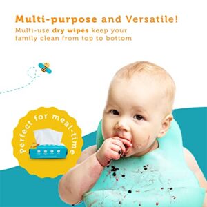 Whoopsie Wipes | Ultra-Soft - 100% Pure Cotton Dry Baby Wipes | Use Wet or Dry | Soft & Sensitive | Hypoallergenic | Extra Strong & Absorbent | Perfect for Diaper Changes, Runny Noses, Drool, Meal Time & Nursing (6-Pack)