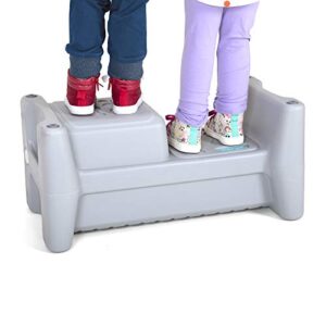 simplay3 sibling step stool, lightweight and non-slip step stool for kids, multi-level height (gray)