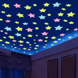stars stickers for ceiling, adhesive 200pcs 3d glowing stars,luminous stars stickers for kids bedroom decor,wall stickers (stars)