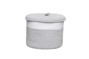 s size grey cotton rope basket with lid mini woven basket cute toy storage basket towel storage little organizer woven basket living room nursery storage basket small grey woven basket for storage