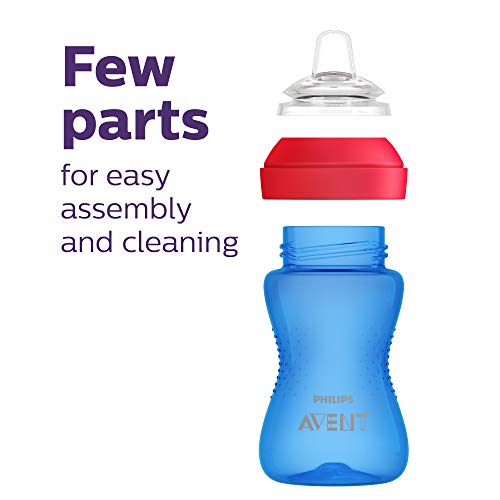 Philips AVENT My Grippy Spout Sippy Cup with Soft Spout and Leak-Proof Design, Blue/Green, 10oz, 2pk, SCF801/21