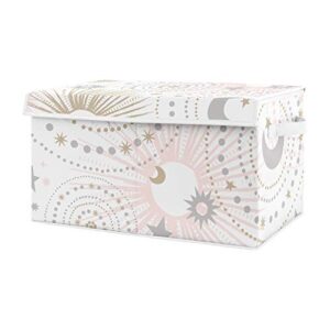 sweet jojo designs blush pink, gold and grey star and moon girl baby nursery or kids room small fabric toy bin storage box chest for celestial collection