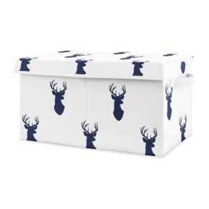 sweet jojo designs navy blue deer boy baby nursery or kids room small fabric toy bin storage box chest for woodland deer stag collection