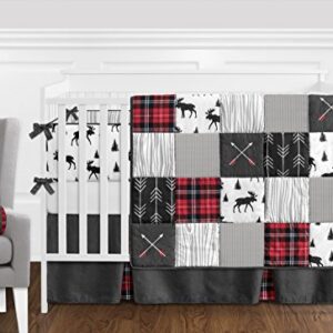 Sweet Jojo Designs Black and White Woodland Moose Boy Baby Nursery or Kids Room Small Fabric Toy Bin Storage Box Chest for Rustic Patch Collection