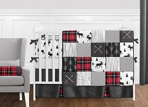 Sweet Jojo Designs Black and White Woodland Moose Boy Baby Nursery or Kids Room Small Fabric Toy Bin Storage Box Chest for Rustic Patch Collection