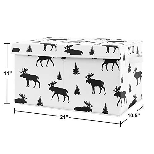 Sweet Jojo Designs Black and White Woodland Moose Boy Baby Nursery or Kids Room Small Fabric Toy Bin Storage Box Chest for Rustic Patch Collection