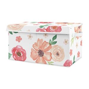 sweet jojo designs peach and green rose flower girl baby nursery or kids room small fabric toy bin storage box chest for watercolor floral collection