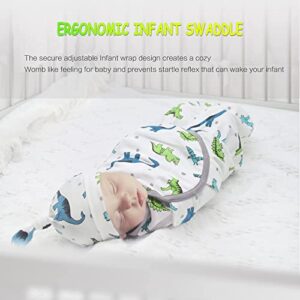 DUYANG Boys Swaddle Set, Large, 3pcs Wrap Blankets with 3pcs Baby Cotton Caps,3-6 Months (3+3pack1)