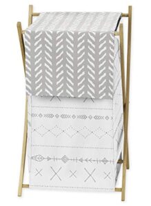 sweet jojo designs grey and white boho tribal herringbone arrow baby kid clothes laundry hamper for gray woodland forest friends collection